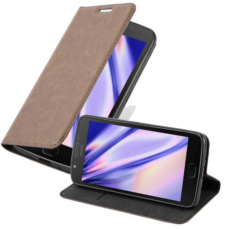 Cadorabo Hülle kompatibel mit Motorola MOTO E4 PLUS Schutzhülle mit Magnetverschluss, Standfunktion und Kartenfach