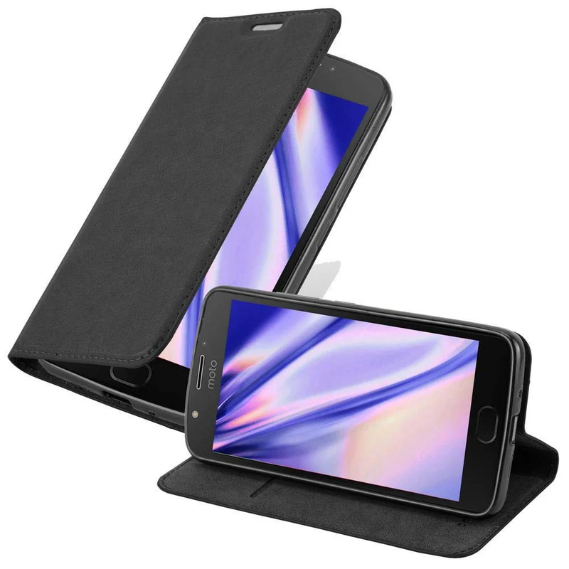 Cadorabo Hülle kompatibel mit Motorola MOTO E4 PLUS Schutzhülle mit Magnetverschluss, Standfunktion und Kartenfach