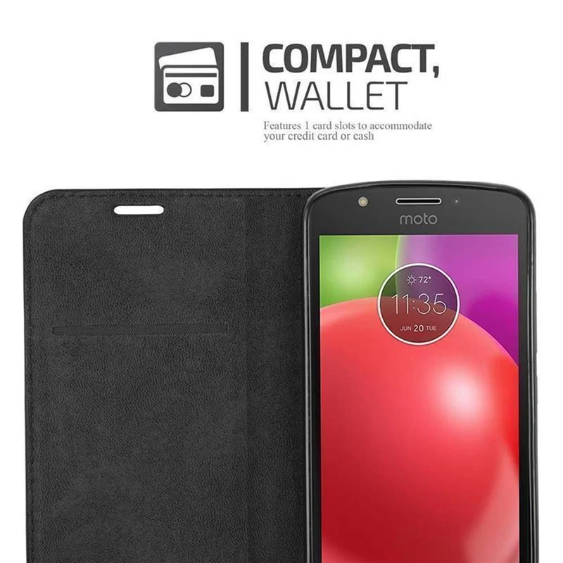 Cadorabo Hülle kompatibel mit Motorola MOTO E4 PLUS Schutzhülle mit Magnetverschluss, Standfunktion und Kartenfach