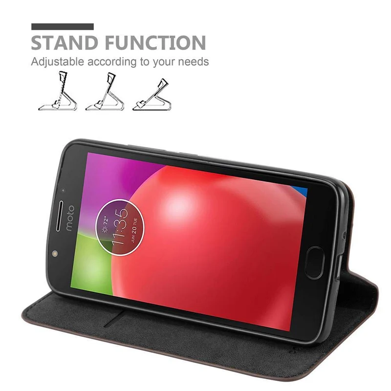 Cadorabo Hülle kompatibel mit Motorola MOTO E4 PLUS Schutzhülle mit Magnetverschluss, Standfunktion und Kartenfach