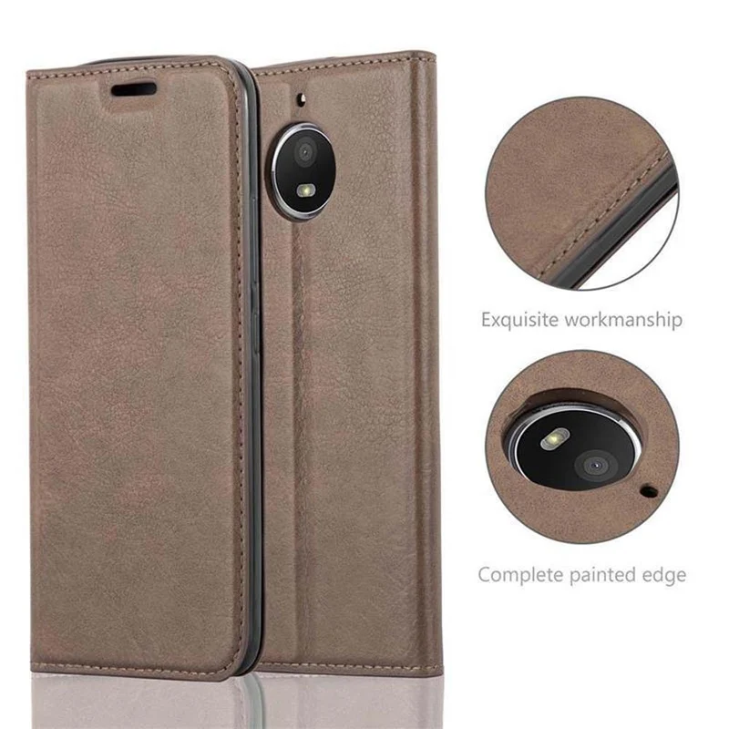 Cadorabo Hülle kompatibel mit Motorola MOTO E4 PLUS Schutzhülle mit Magnetverschluss, Standfunktion und Kartenfach