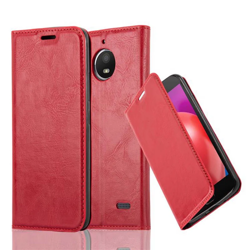 Cadorabo Hülle kompatibel mit Motorola MOTO E4 Schutzhülle mit Magnetverschluss, Standfunktion und Kartenfach