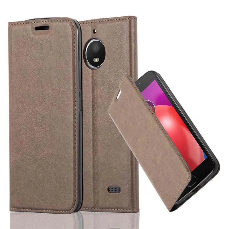 Cadorabo Hülle kompatibel mit Motorola MOTO E4 Schutzhülle mit Magnetverschluss, Standfunktion und Kartenfach