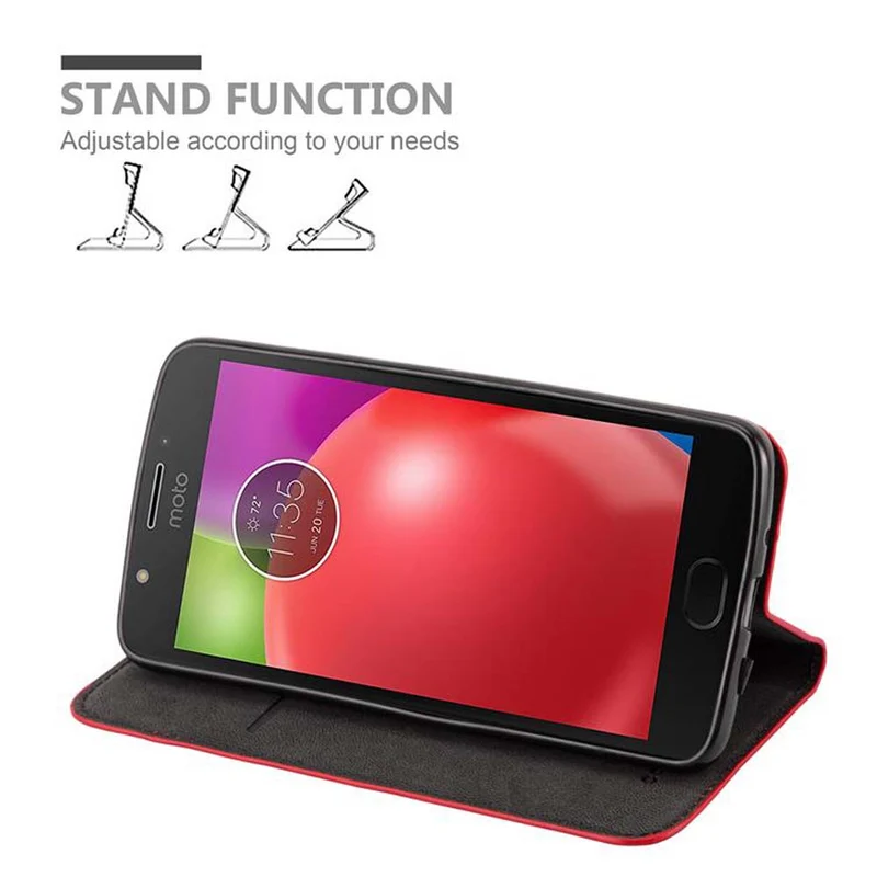 Cadorabo Hülle kompatibel mit Motorola MOTO E4 Schutzhülle mit Magnetverschluss, Standfunktion und Kartenfach