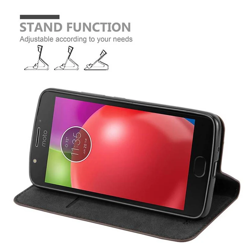 Cadorabo Hülle kompatibel mit Motorola MOTO E4 Schutzhülle mit Magnetverschluss, Standfunktion und Kartenfach