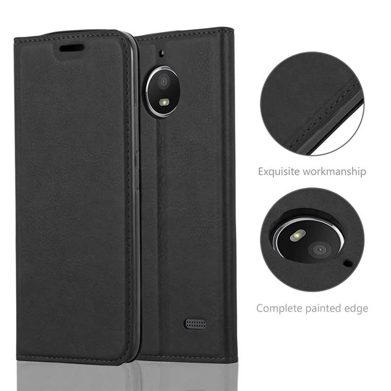 Cadorabo Hülle kompatibel mit Motorola MOTO E4 Schutzhülle mit Magnetverschluss, Standfunktion und Kartenfach