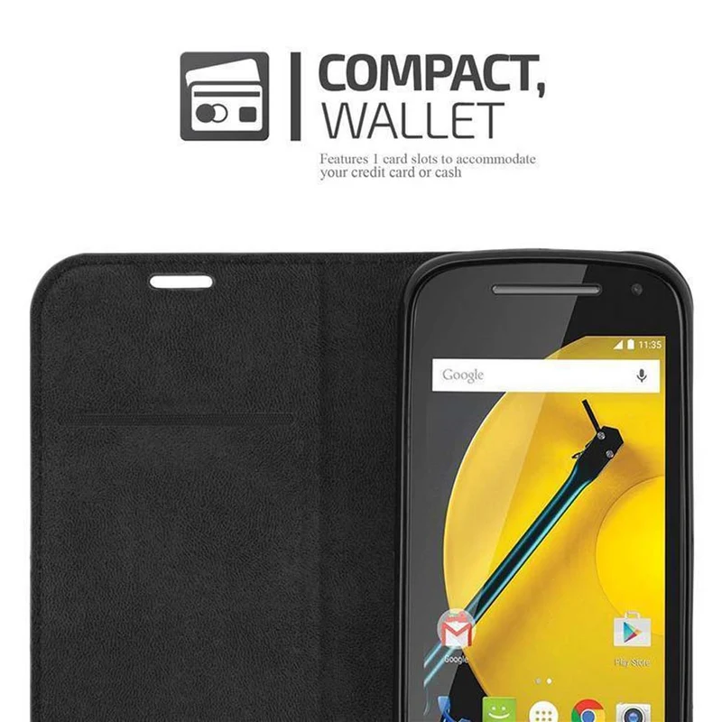 Cadorabo Hülle kompatibel mit Motorola MOTO E2 Schutzhülle mit Magnetverschluss, Standfunktion und Kartenfach