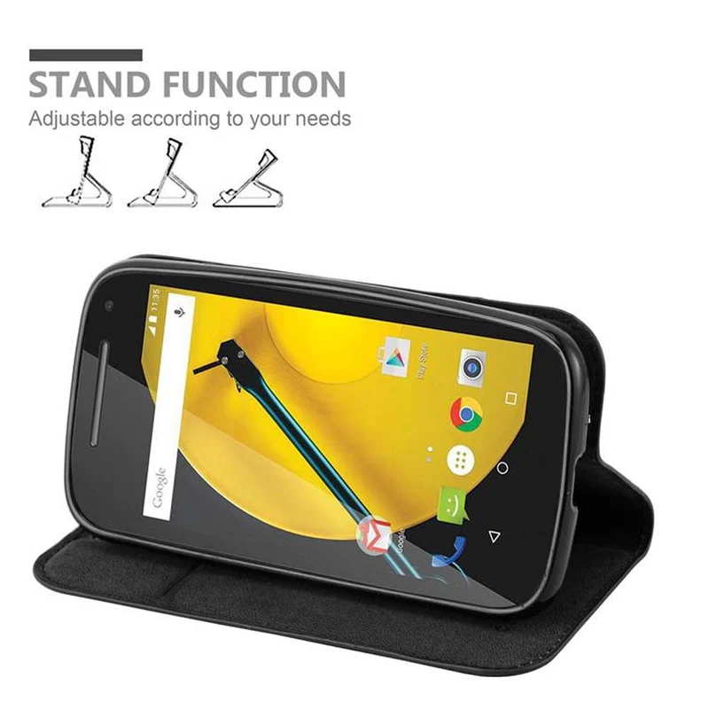 Cadorabo Hülle kompatibel mit Motorola MOTO E2 Schutzhülle mit Magnetverschluss, Standfunktion und Kartenfach