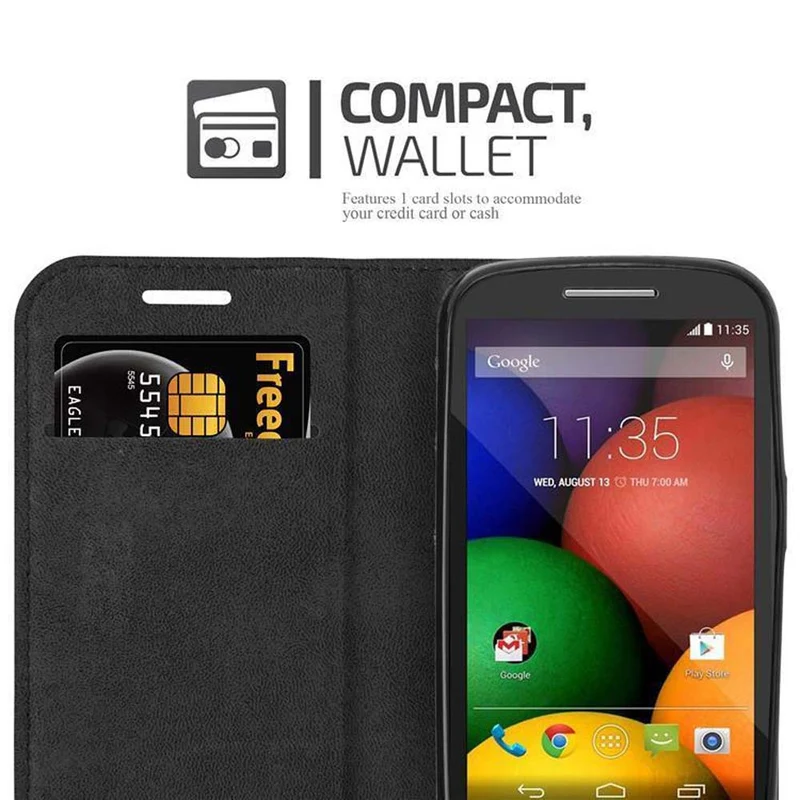 Cadorabo Hülle kompatibel mit Motorola MOTO E1 Schutzhülle mit Magnetverschluss, Standfunktion und Kartenfach