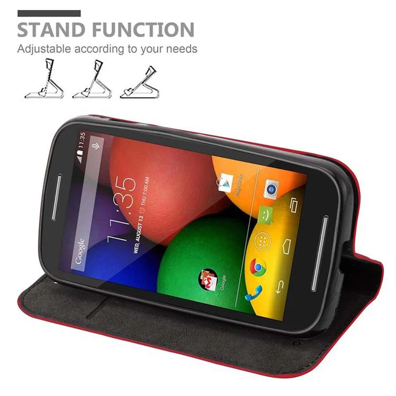 Cadorabo Hülle kompatibel mit Motorola MOTO E1 Schutzhülle mit Magnetverschluss, Standfunktion und Kartenfach