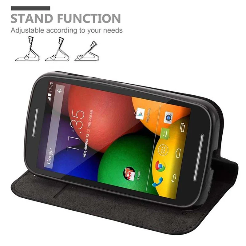 Cadorabo Hülle kompatibel mit Motorola MOTO E1 Schutzhülle mit Magnetverschluss, Standfunktion und Kartenfach