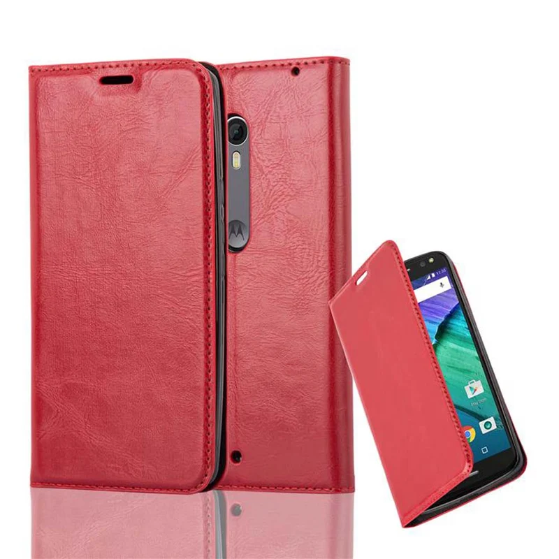 Cadorabo Hülle kompatibel mit Motorola MOTO X STYLE Schutzhülle mit Magnetverschluss, Standfunktion und Kartenfach