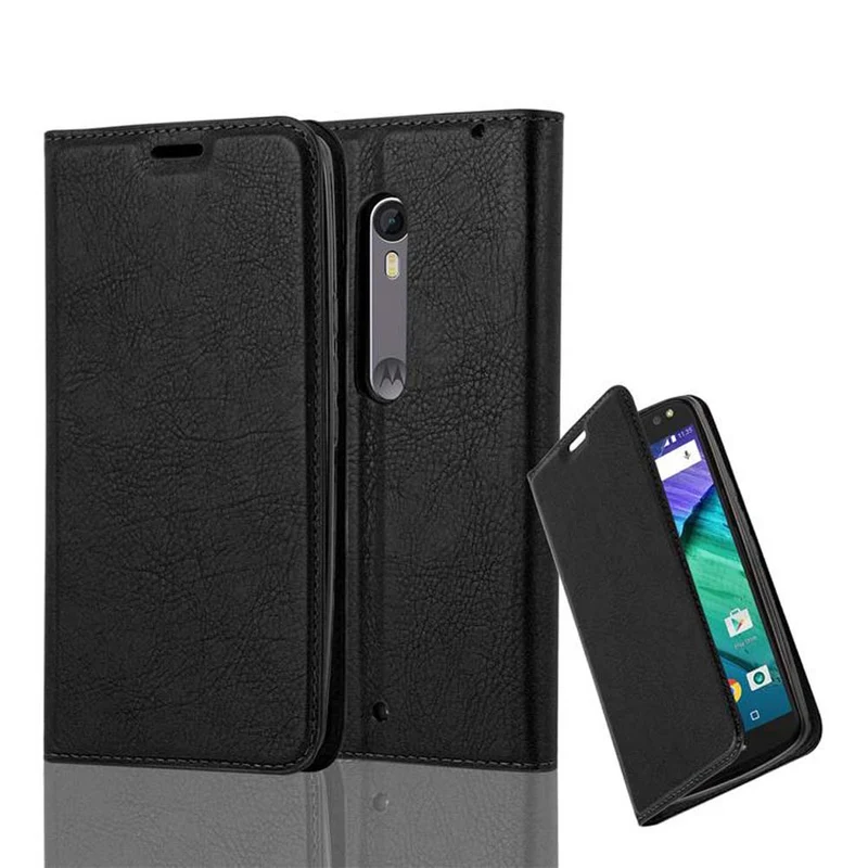 Cadorabo Hülle kompatibel mit Motorola MOTO X STYLE Schutzhülle mit Magnetverschluss, Standfunktion und Kartenfach