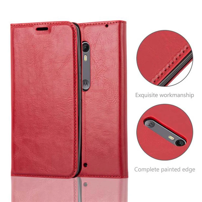 Cadorabo Hülle kompatibel mit Motorola MOTO X STYLE Schutzhülle mit Magnetverschluss, Standfunktion und Kartenfach