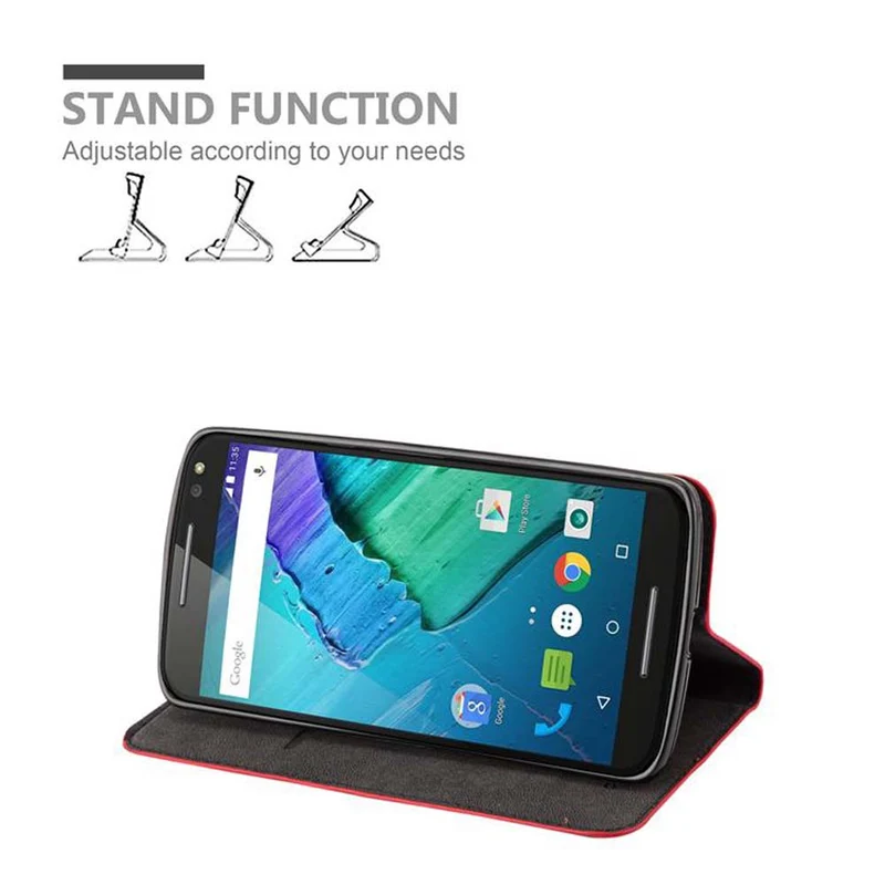 Cadorabo Hülle kompatibel mit Motorola MOTO X STYLE Schutzhülle mit Magnetverschluss, Standfunktion und Kartenfach