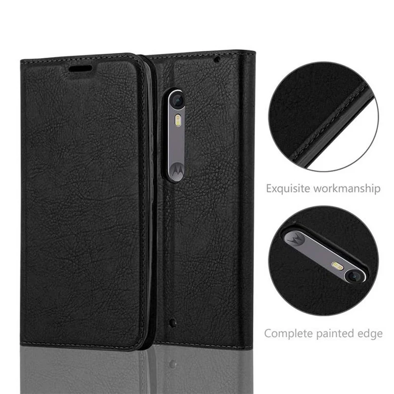 Cadorabo Hülle kompatibel mit Motorola MOTO X STYLE Schutzhülle mit Magnetverschluss, Standfunktion und Kartenfach
