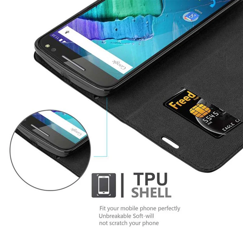Cadorabo Hülle kompatibel mit Motorola MOTO X STYLE Schutzhülle mit Magnetverschluss, Standfunktion und Kartenfach