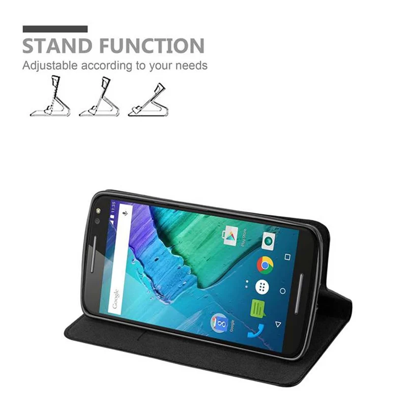 Cadorabo Hülle kompatibel mit Motorola MOTO X STYLE Schutzhülle mit Magnetverschluss, Standfunktion und Kartenfach