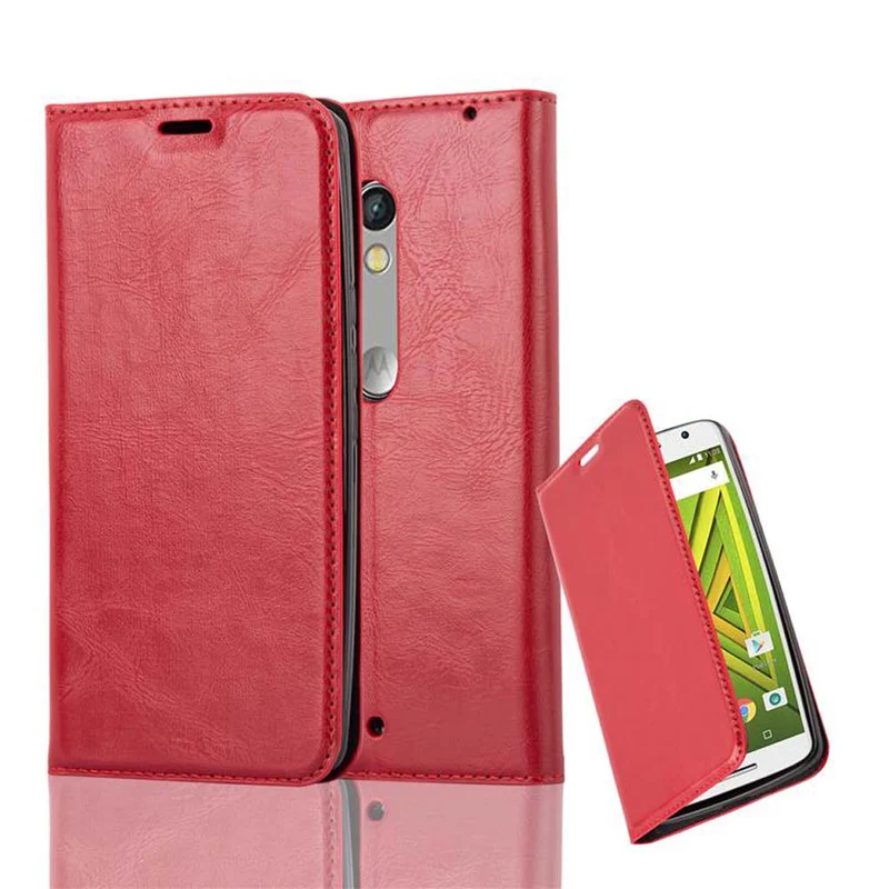 Cadorabo Hülle kompatibel mit Motorola MOTO X PLAY Schutzhülle mit Magnetverschluss, Standfunktion und Kartenfach