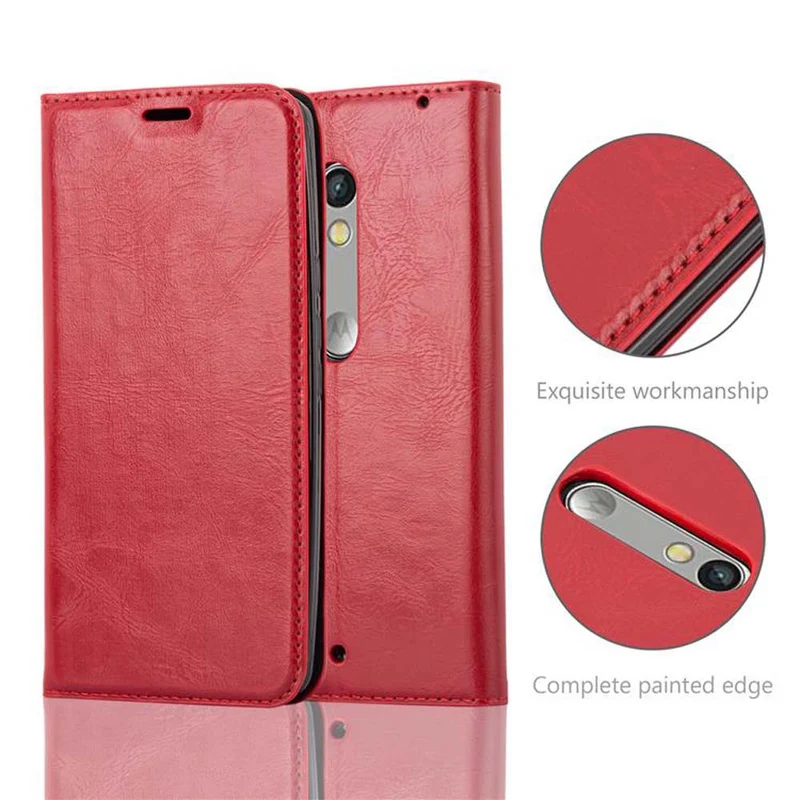 Cadorabo Hülle kompatibel mit Motorola MOTO X PLAY Schutzhülle mit Magnetverschluss, Standfunktion und Kartenfach