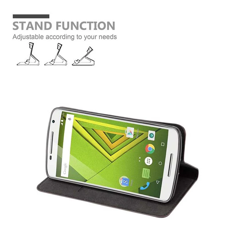 Cadorabo Hülle kompatibel mit Motorola MOTO X PLAY Schutzhülle mit Magnetverschluss, Standfunktion und Kartenfach