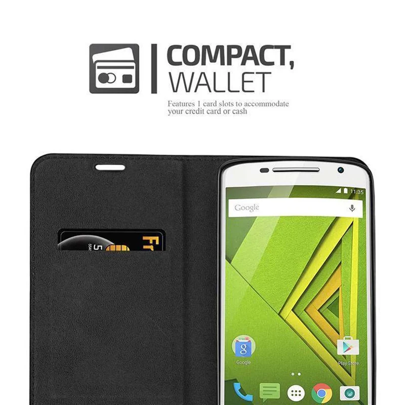 Cadorabo Hülle kompatibel mit Motorola MOTO X PLAY Schutzhülle mit Magnetverschluss, Standfunktion und Kartenfach