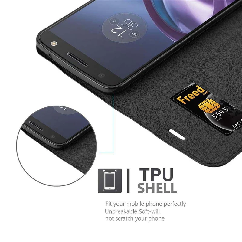 Cadorabo Hülle kompatibel mit Motorola MOTO Z2 PLAY / Z2 FORCE Schutzhülle mit Magnetverschluss, Standfunktion und Kartenfach