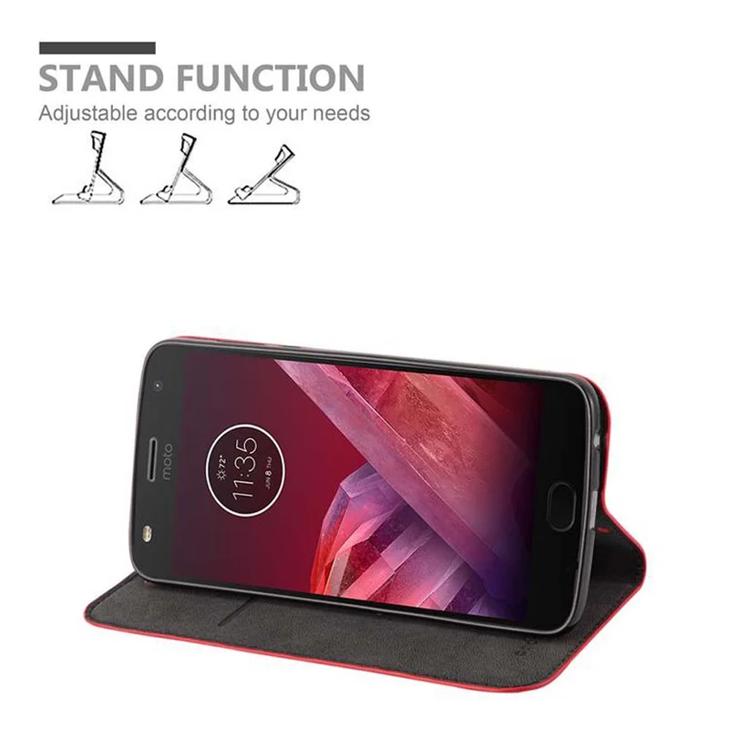 Cadorabo Hülle kompatibel mit Motorola MOTO Z2 PLAY / Z2 FORCE Schutzhülle mit Magnetverschluss, Standfunktion und Kartenfach