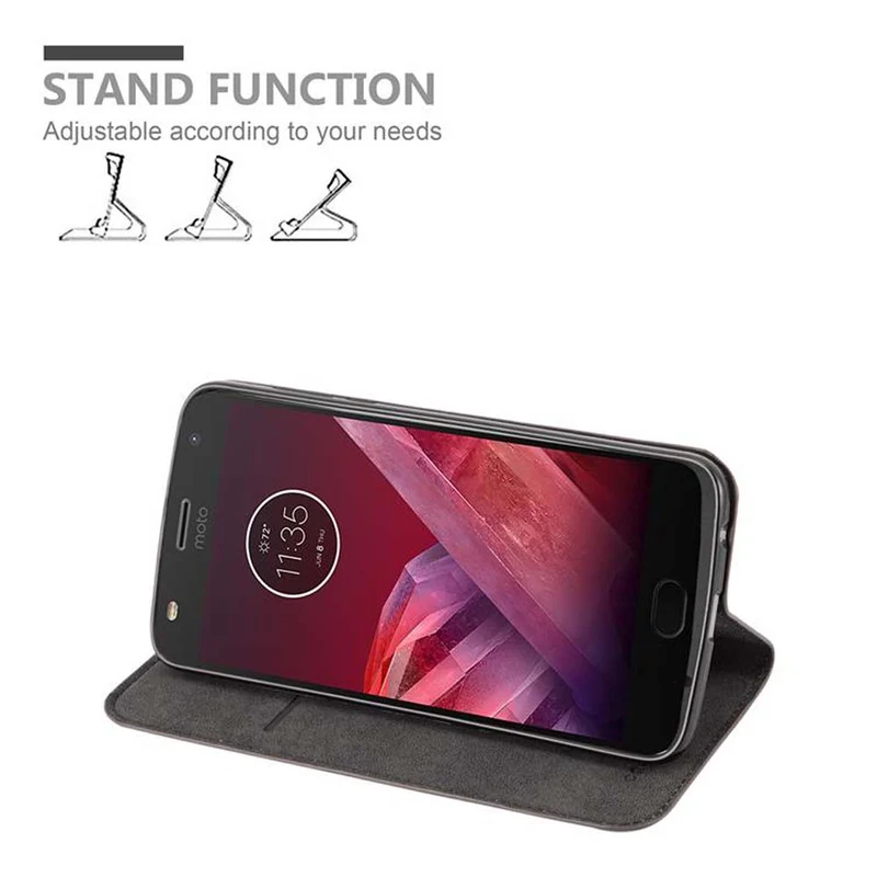 Cadorabo Hülle kompatibel mit Motorola MOTO Z2 PLAY / Z2 FORCE Schutzhülle mit Magnetverschluss, Standfunktion und Kartenfach