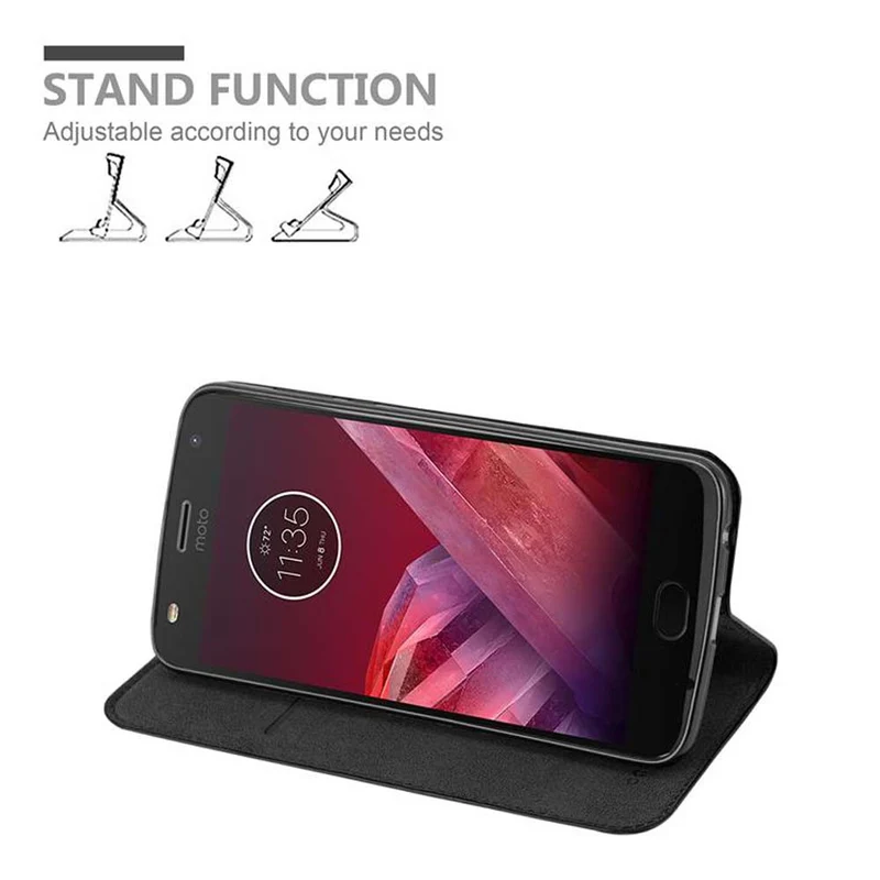 Cadorabo Hülle kompatibel mit Motorola MOTO Z2 PLAY / Z2 FORCE Schutzhülle mit Magnetverschluss, Standfunktion und Kartenfach