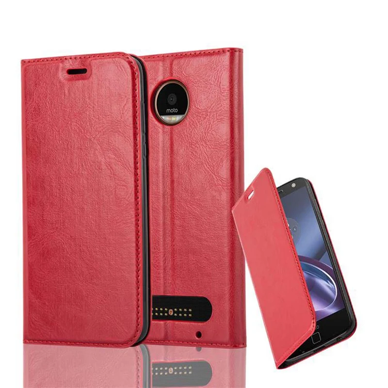 Cadorabo Hülle kompatibel mit Motorola MOTO Z2 Schutzhülle mit Magnetverschluss, Standfunktion und Kartenfach