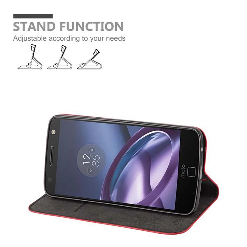 Cadorabo Hülle kompatibel mit Motorola MOTO Z2 Schutzhülle mit Magnetverschluss, Standfunktion und Kartenfach