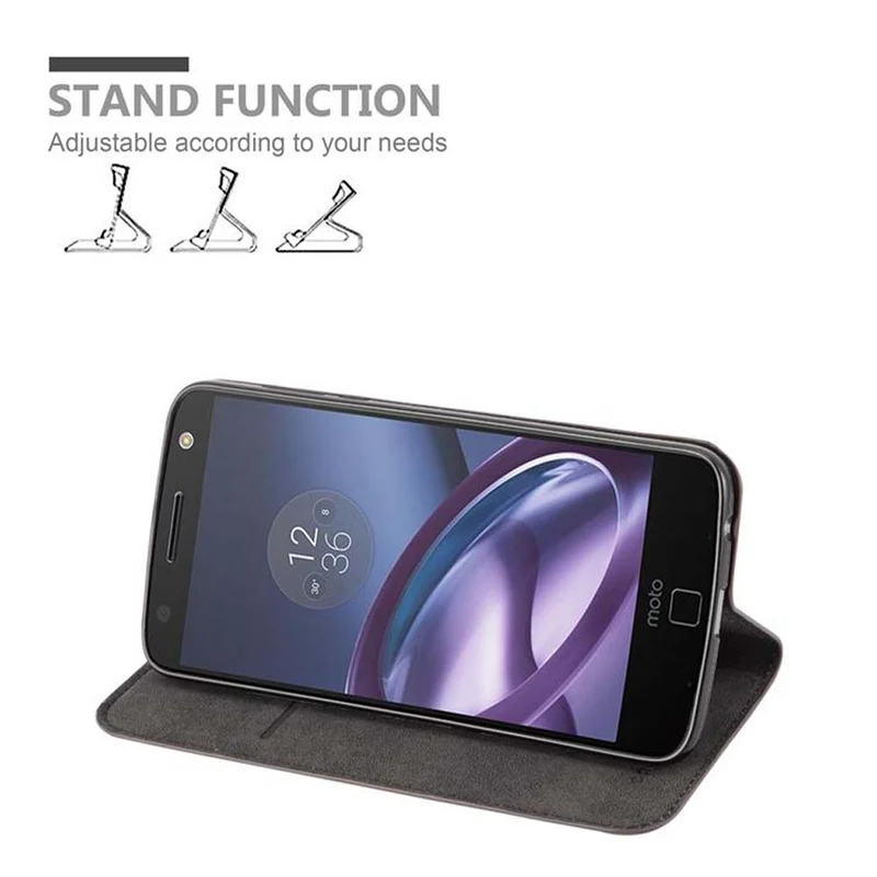 Cadorabo Hülle kompatibel mit Motorola MOTO Z2 Schutzhülle mit Magnetverschluss, Standfunktion und Kartenfach
