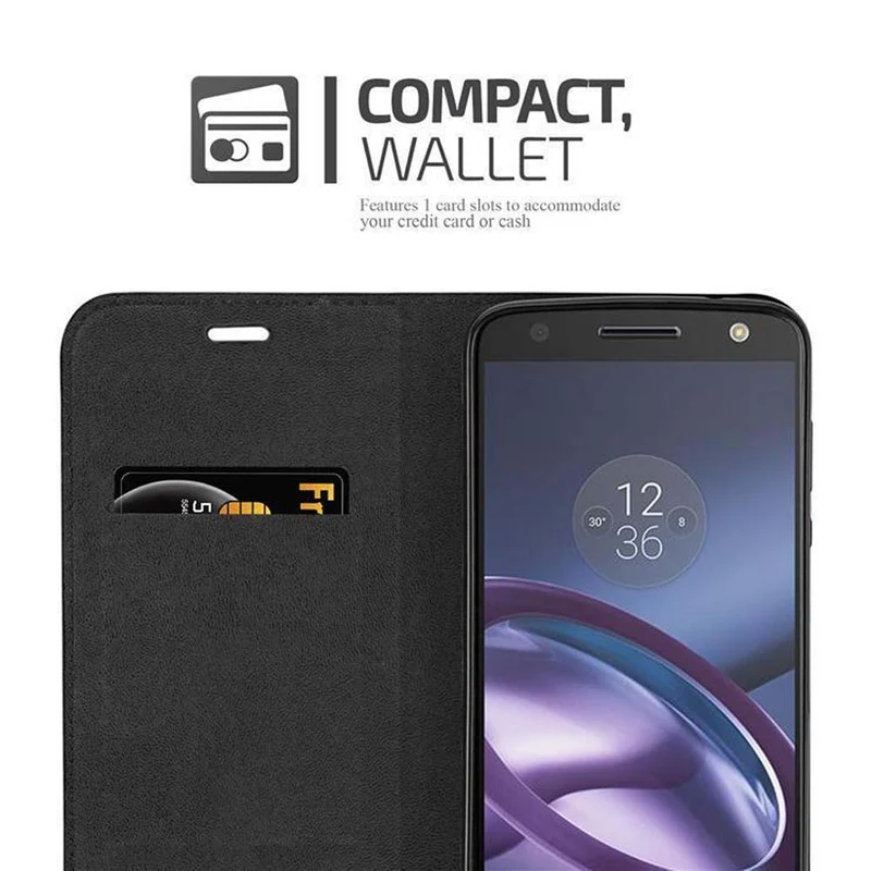 Cadorabo Hülle kompatibel mit Motorola MOTO Z2 Schutzhülle mit Magnetverschluss, Standfunktion und Kartenfach