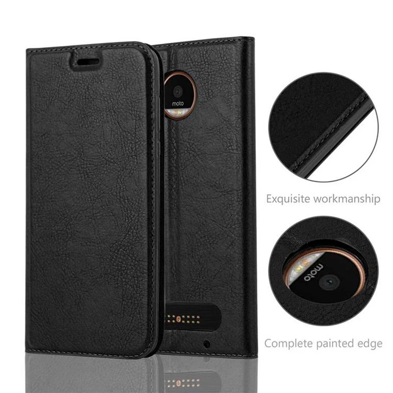 Cadorabo Hülle kompatibel mit Motorola MOTO Z2 Schutzhülle mit Magnetverschluss, Standfunktion und Kartenfach