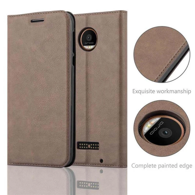 Cadorabo Hülle kompatibel mit Motorola MOTO Z FORCE Schutzhülle mit Magnetverschluss, Standfunktion und Kartenfach