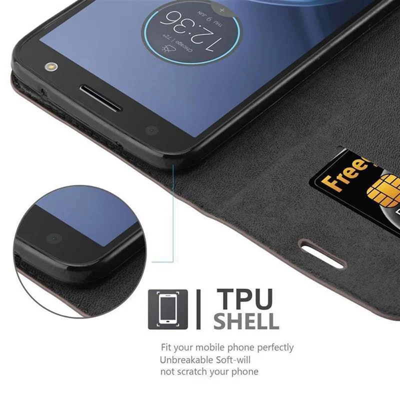 Cadorabo Hülle kompatibel mit Motorola MOTO Z FORCE Schutzhülle mit Magnetverschluss, Standfunktion und Kartenfach