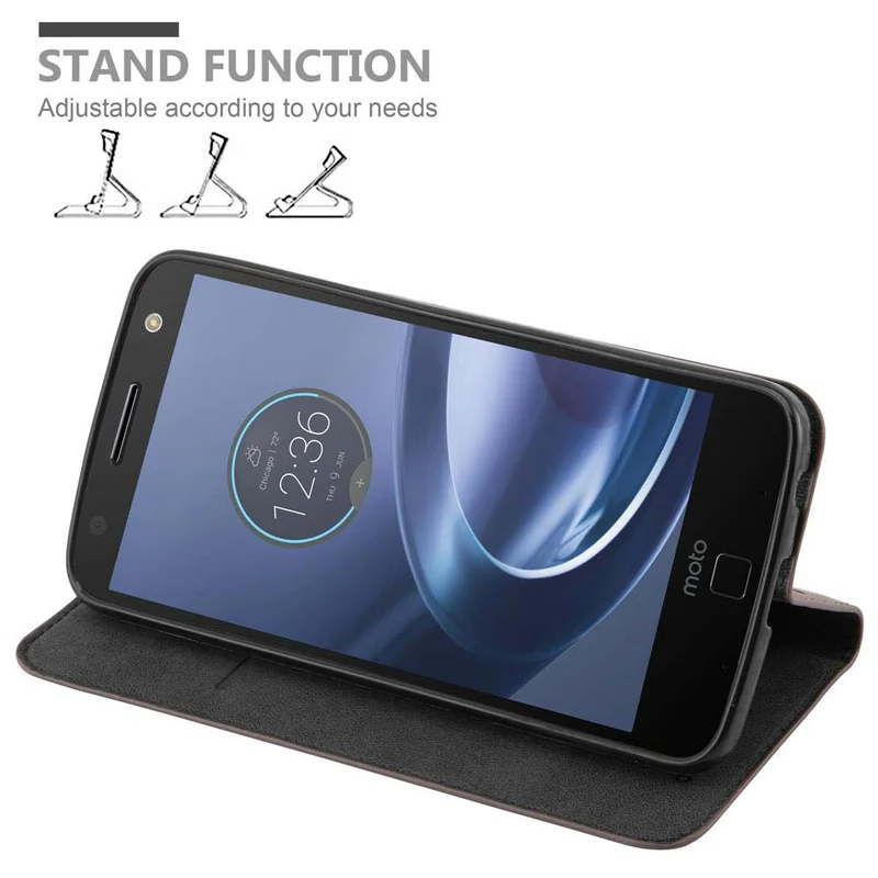 Cadorabo Hülle kompatibel mit Motorola MOTO Z FORCE Schutzhülle mit Magnetverschluss, Standfunktion und Kartenfach
