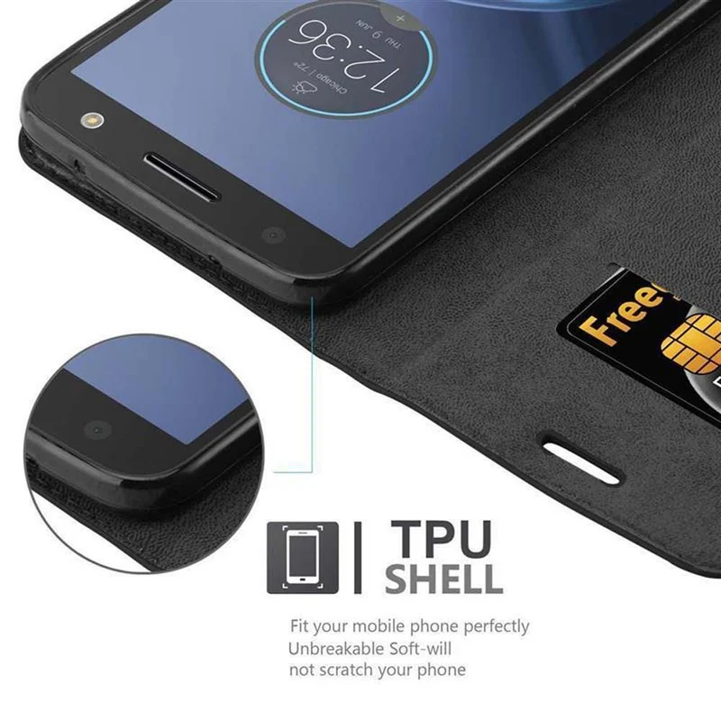 Cadorabo Hülle kompatibel mit Motorola MOTO Z FORCE Schutzhülle mit Magnetverschluss, Standfunktion und Kartenfach