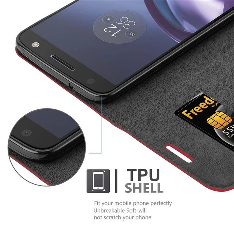 Cadorabo Hülle kompatibel mit Motorola MOTO Z Schutzhülle mit Magnetverschluss, Standfunktion und Kartenfach