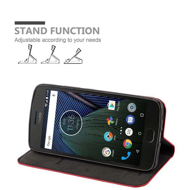 Cadorabo Hülle kompatibel mit Motorola MOTO G5S PLUS Schutzhülle mit Magnetverschluss, Standfunktion und Kartenfach