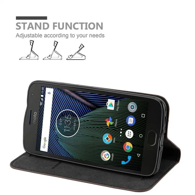Cadorabo Hülle kompatibel mit Motorola MOTO G5S PLUS Schutzhülle mit Magnetverschluss, Standfunktion und Kartenfach