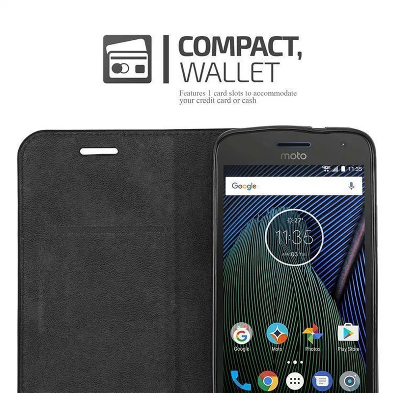 Cadorabo Hülle kompatibel mit Motorola MOTO G5S PLUS Schutzhülle mit Magnetverschluss, Standfunktion und Kartenfach
