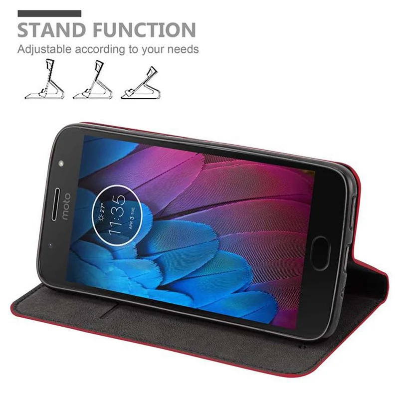 Cadorabo Hülle kompatibel mit Motorola MOTO G5S Schutzhülle mit Magnetverschluss, Standfunktion und Kartenfach