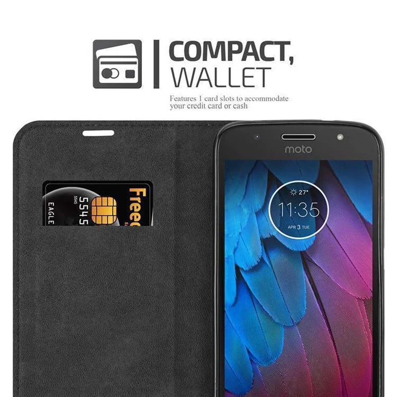 Cadorabo Hülle kompatibel mit Motorola MOTO G5S Schutzhülle mit Magnetverschluss, Standfunktion und Kartenfach