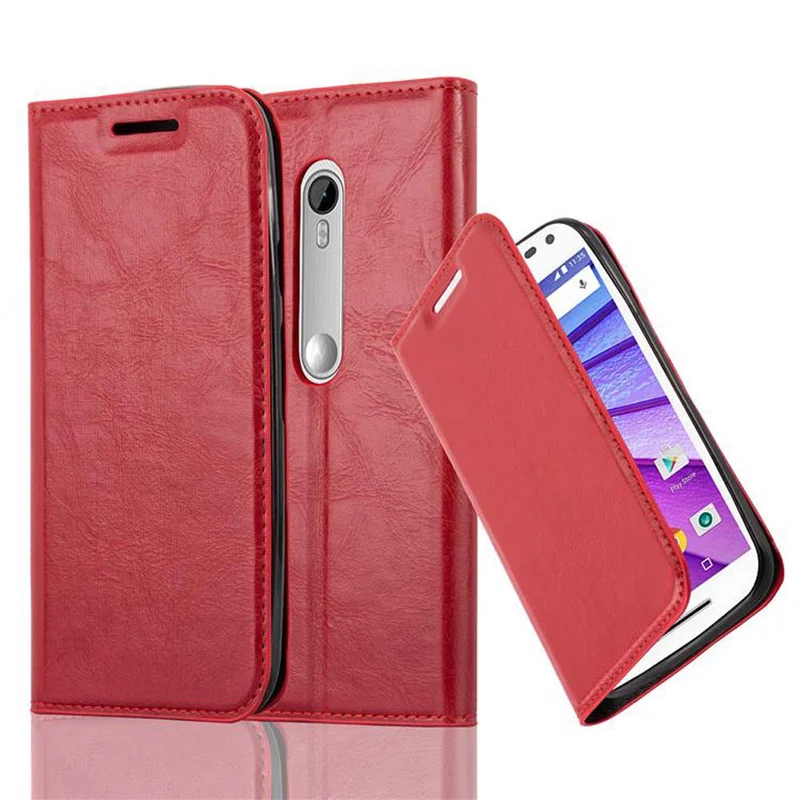 Cadorabo Hülle kompatibel mit Motorola MOTO G3 Schutzhülle mit Magnetverschluss, Standfunktion und Kartenfach