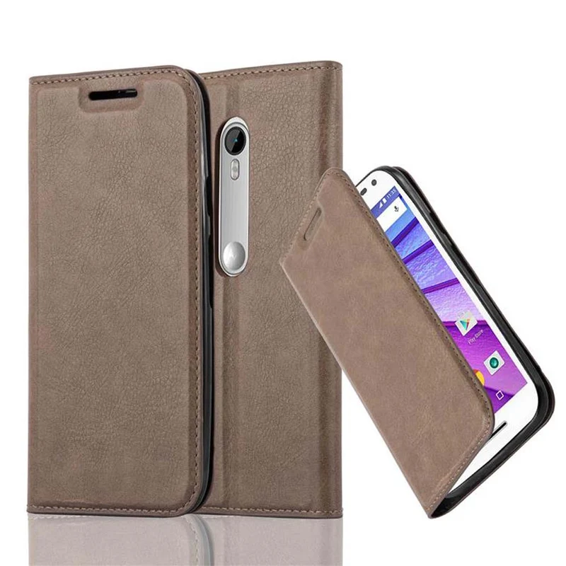 Cadorabo Hülle kompatibel mit Motorola MOTO G3 Schutzhülle mit Magnetverschluss, Standfunktion und Kartenfach