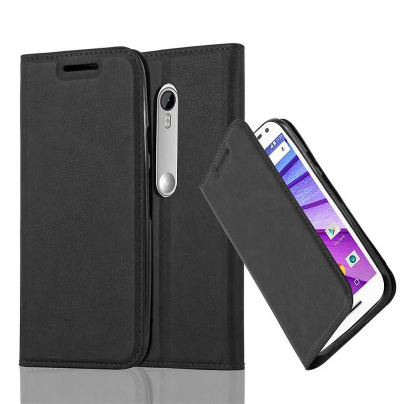 Cadorabo Hülle kompatibel mit Motorola MOTO G3 Schutzhülle mit Magnetverschluss, Standfunktion und Kartenfach