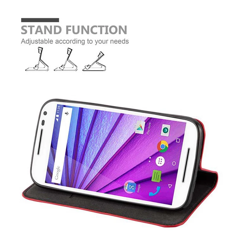 Cadorabo Hülle kompatibel mit Motorola MOTO G3 Schutzhülle mit Magnetverschluss, Standfunktion und Kartenfach