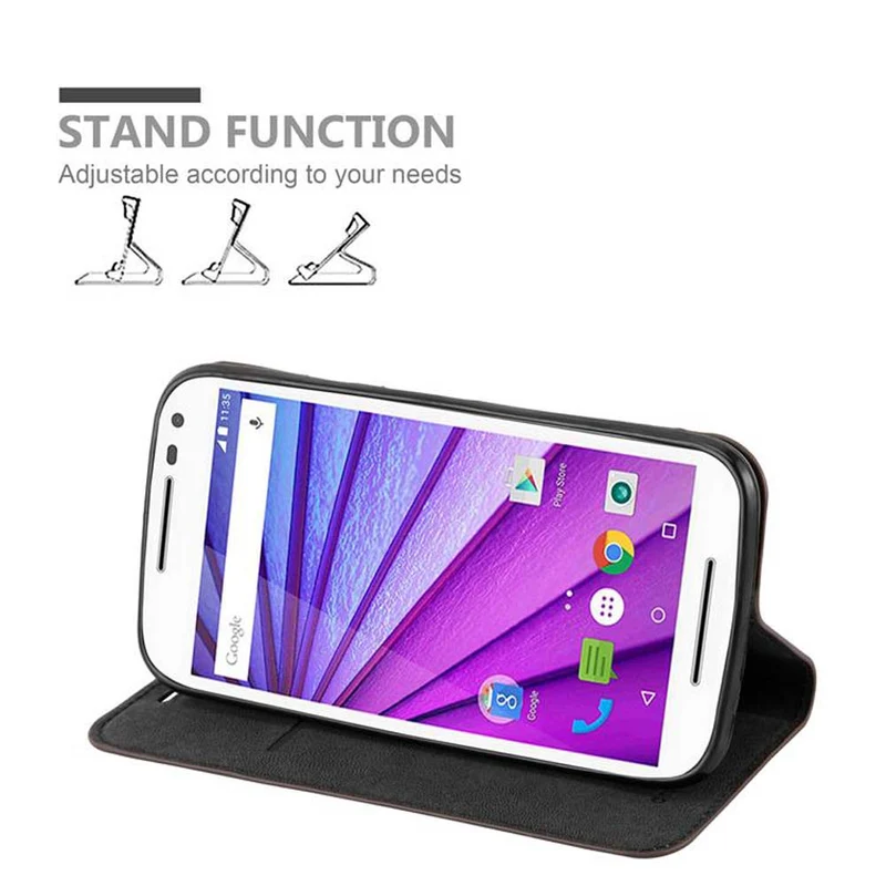Cadorabo Hülle kompatibel mit Motorola MOTO G3 Schutzhülle mit Magnetverschluss, Standfunktion und Kartenfach